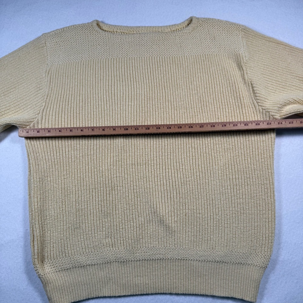 Vintage Fall River Knitting Mills Yellow Cotton Ribbed Boat Neck Sweater XL USA - Picture 9 of 9